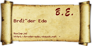 Bröder Ede névjegykártya